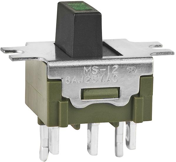 NKK Switches-MS12LFW01F Switch Slide Switch Slide ON None ON SPDT Top Slide 6A 250VAC 50000Cycles Solder Lug Panel Mount