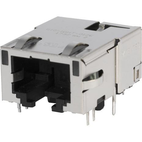 Bel Fuse-G10-1GHT-056H Telecomunicaciones y teléfono del conector Conn RJ-45 F 8 POS 1.02mm Solder RA Thru-Hole 17 Terminal 1 Port Tray