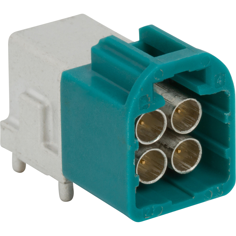 Amphenol RF-FM4-NZRP-PCB-1 | AUTOMATE® Type A Mini-FAKRA Raccordement FR Conn Mini-FAKRA quad port PCB through hole RA Pl