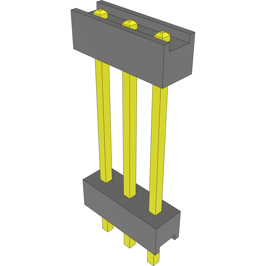 Samtec-DW-03-09-T-S-620 Embases de raccordement et réceptacles PCB Conn Board Stacker HDR 3 POS 2.54mm Solder ST Top Entry Thru-Hole Bulk