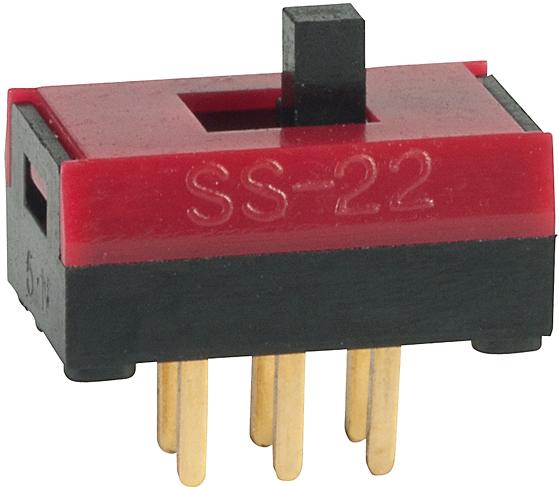 NKK Switches-SS22SBP4 Interruttore a slitta Switch Slide ON None ON DPDT Top Slide 0.1A 28VAC 28VDC 0.4VA 10000Cycles PC Pins Thru-Hole