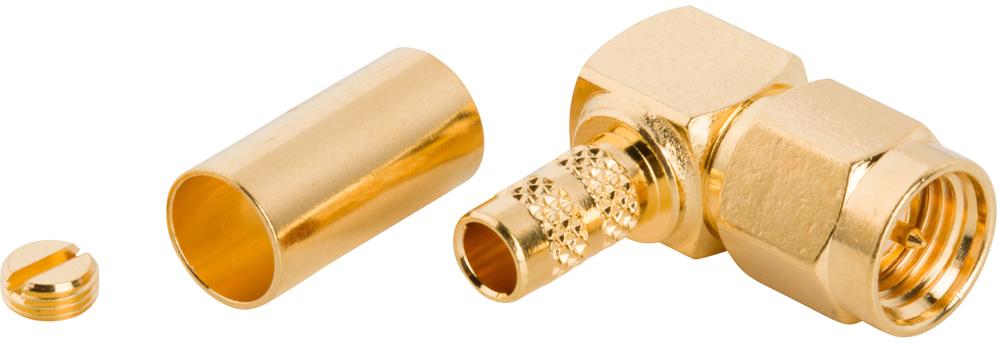 Amphenol RF-901-9874 RF-Steckverbinder Conn SMA 0Hz to 12.4GHz 50Ohm Crimp RA Cable Mount PL Gold