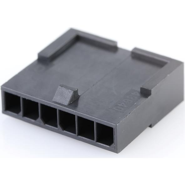 Molex-436400601 Connector Discrete Wire Housing Conn Housing M 6 POS 3mm Crimp ST Cable Mount Black Micro-Fit 3.0™ Bag