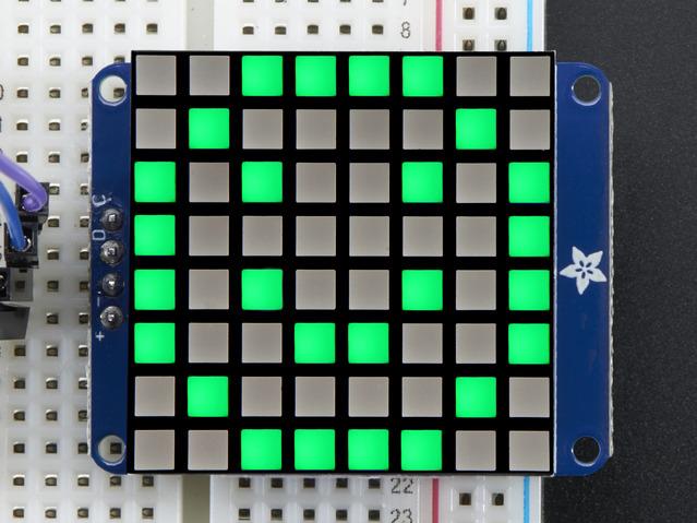 Adafruit Industries-1856 Kit e strumenti di sviluppo Small 1.2" 8x8 Bright Square Pure Green LED Matrix + Backpack