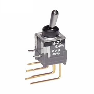 NKK Switches-B23JV Switch Toggle Switch Toggle ON OFF ON DPDT Bat Lever PC Pins 0.1A 28VAC 28VDC 0.4VA PC Mount with Bracket