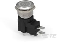 TE Connectivity-2-2364689-7 Interruttore a pressione Switch Push Button ON Mom SPDT Flush Round Button 26A 250VAC Momentary Panel Mount Quick Connect Loose
