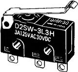 Omron-D2SW3L3H Action d’interrupteur à pression Switch Snap Action N.O./N.C. SPDT Simulated Roller Hinge Lever 3A 250VAC 30VDC 0.59N Screw Mount Solder