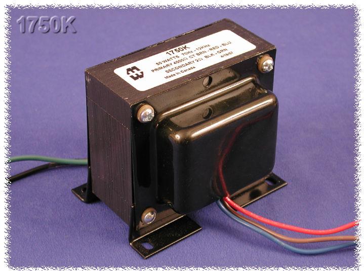 Hammond Manufacturing-1750K Audio Transformers Audio Transformer 44.67:1 2000Vrms 89.43Ohm Prim. DCR 0.18Ohm Sec. DCR 5 Terminal Wire Lead Flange Mount