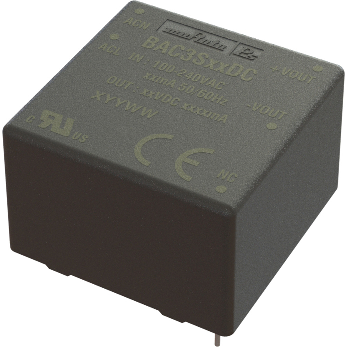 Murata Power Solutions-BAC3S24DC AC-DC-Spannungsversorgung AC/DC Power Supply Single-OUT 24V 0.125A 3W 5-Pin DIP Module Tube