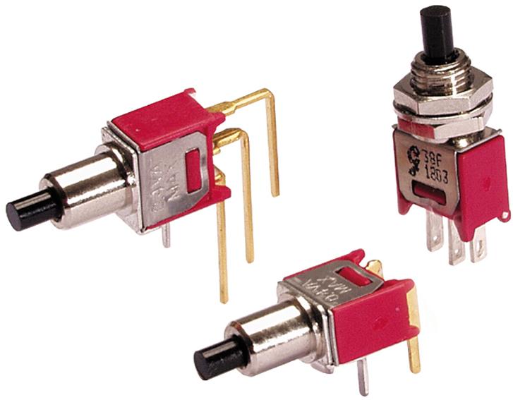 Grayhill-38FSP8B8M6QT Druckknopfschalter Switch Push Button ON (ON) SPDT Round Plunger 1A 125VAC 28VDC Momentary Panel Mount/Through Hole PC Pins