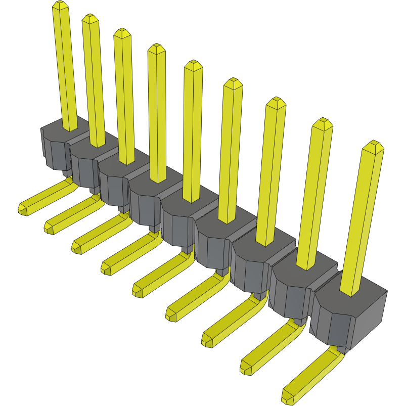 Samtec-TSW-109-25-T-S-RA Steckverbinderleisten und Leiterplattenbuchsen Conn Unshrouded Header HDR 9 POS 2.54mm Solder RA Side Entry Thru-Hole Bulk