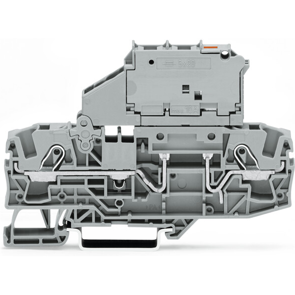 WAGO-2006-1611/1000-542 Connector Terminal Blocks Top Job fuse disconnect Terminal Block, with pivoting fuse holder for 5 x 20 mm fuse, with blown fuse LED indication for 30 - 65 V, rail mount, 2- Conductor, 7.5 mm wide, gray