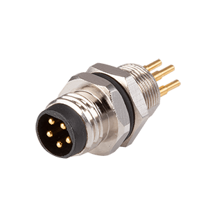 Same Sky (formerly CUI Devices)-CDM804-06A-MP-R805-67 Conector circular 6 Pins, Panel Mount, Pc Pins, Rear Fastened M8 x 0.5, A-Coding, Screw Copper Alloy, IP67, M8 Male Circular Connector Jack