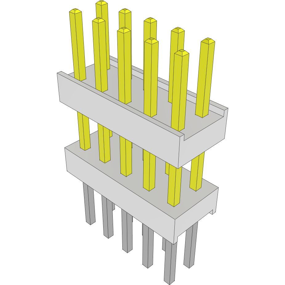 Samtec-HW-05-10-S-D-380-250 Connector Headers and PCB Receptacles Conn Board Stacker HDR 10 POS 2.54mm Solder ST Top Entry Thru-Hole Bulk