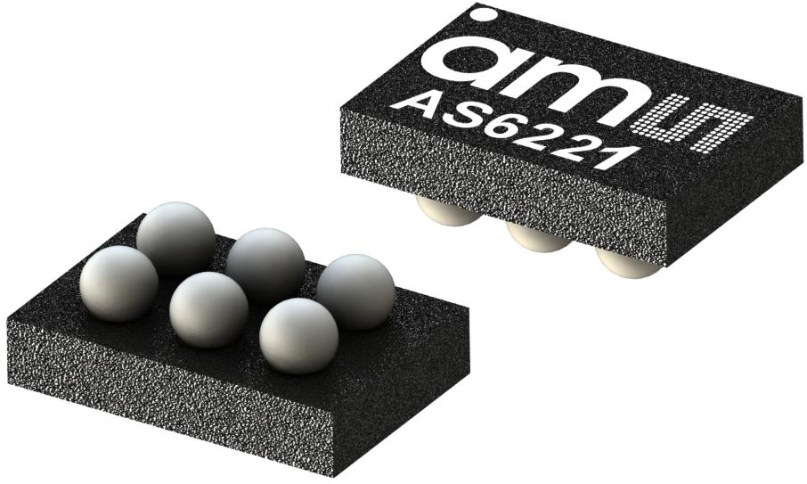 ams OSRAM-AS6221-AWLT-L Temperatur- und Feuchtigkeitssensoren Temp Sensor Digital Serial (2-Wire, I2C) 6-Pin WLCSP T/R