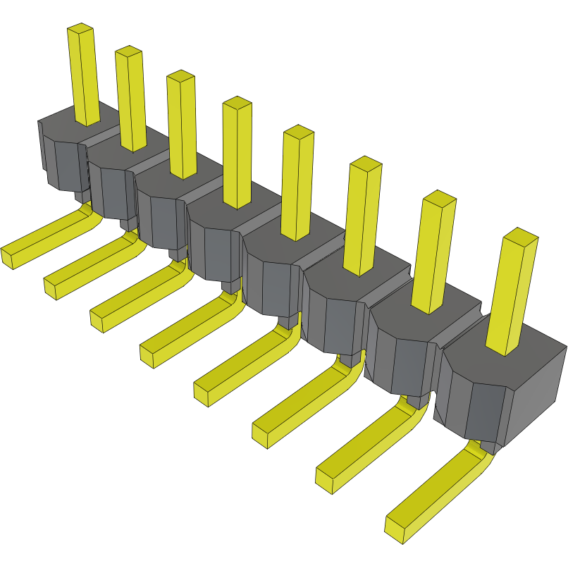 Samtec-MTSW-108-23-T-S-142-RA Steckverbinderleisten und Leiterplattenbuchsen Conn Unshrouded Header HDR 8 POS 2.54mm Solder RA Side Entry Thru-Hole Bulk