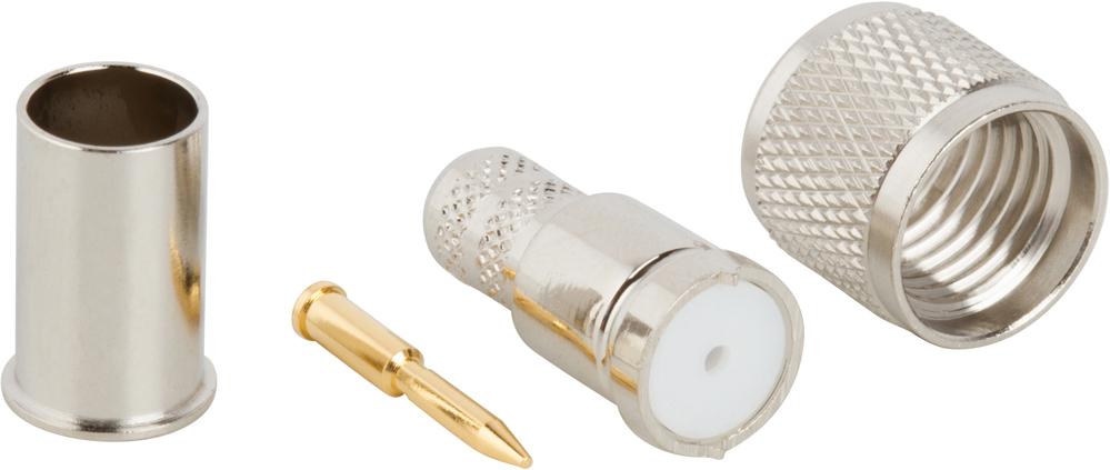 Amphenol RF-182302 Connector RF Conn Mini-UHF 0Hz to 2.5GHz 50Ohm Crimp ST Cable Mount PL Gold
