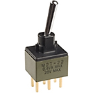 NKK Switches-M2T18SA5G30 Switch Toggle Switch Toggle (ON) OFF (ON) SPDT Bat Lever PC Pins 0.1A 28VAC 28VDC 0.4VA PC Mount with Bracket