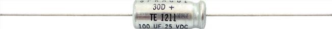 Vishay-TE1205 Kondensator, Aluminium Cap Aluminum Lytic 15uF 25V -10% to 75% (6.3 X 17.5mm) Axial 2000h 105°C