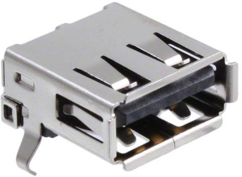 CnC Tech, LLC-1002-002-01100 Connector USB Conn USB 2.0 Type A RCP 4 POS 2mm Solder RA SMD 4 Terminal 1 Port