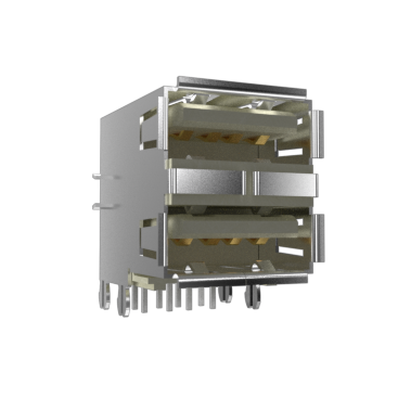 Amphenol Communications Solutions-72309-8014BLF Connector USB USB 2.0, Input Output Connectors, Double Deck Receptacle, Type A, Through Hole, Right Angle, 8 Positions