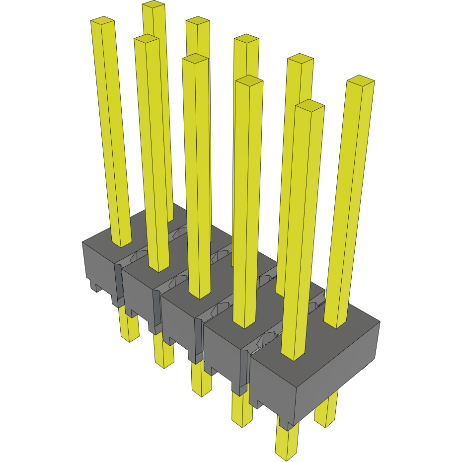 Samtec-MTSW-105-22-S-D-405 Cabezales del conector y receptáculos PCB Conn Unshrouded Header HDR 10 POS 2.54mm Solder ST Top Entry Thru-Hole Bulk