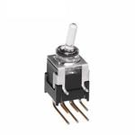 Switch Toggle ON None ON SPDT Lighted Lever PC Pins 0.1A 28VAC 28VDC 0.4VA PC Mount with Bracket