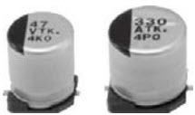 Panasonic-EEE-TK1E221P Kondensator, Aluminium Cap Aluminum Lytic 220uF 25V 20% (10 X 10.2mm) SMD 0.2 Ohm 0.27A 3000h 125°C Automotive T/R