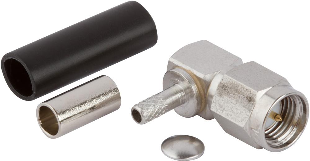 Amphenol RF-901-9531-12SF RF-Steckverbinder Conn SMA 0Hz to 12.4GHz 50Ohm Crimp RA Cable Mount PL Gold Over Nickel