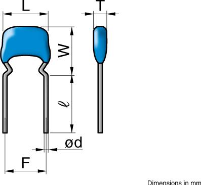 TDK-FG26X5R1E476MRT06 Kondensator, keramisch, mehrschichtig Cap Ceramic 47uF 25V X5R 20% Radial 5mm 85°C Ammo