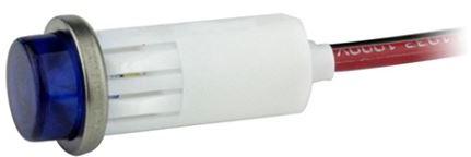 Visual Communications-1092C6-12V Panel Mount Indicators Panel Mount Indicator Round 0.5" LED 12V Wire Hi-Hat Blue