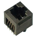 Amphenol Communications Solutions-61835-0441LF Steckverbinder, Telefon und Telekommunikation Modular Jack, Input Output Connectors, Cat 3, Vertical, Through Mount, Unshielded Snap Peg, 4 Positions, 1 Port