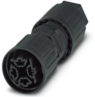 PHOENIX CONTACT-1424041 Steckverbinder, rund Connector, QUICKON connection, 690 V, 20 A, black, with QUICKON nut, cable diameter range: 6 mm