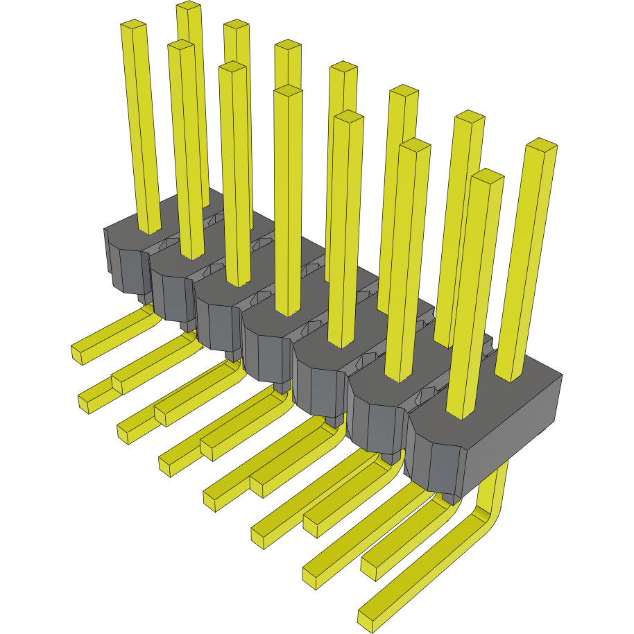 Samtec-MTSW-107-22-S-D-330-RA Steckverbinderleisten und Leiterplattenbuchsen Conn Unshrouded Header HDR 14 POS 2.54mm Solder RA Side Entry Thru-Hole Bulk