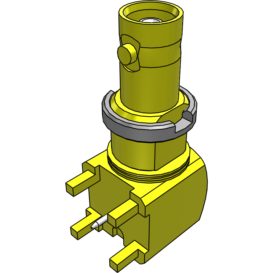 Samtec-HDBNC-J-P-GN-RA-BH1 Raccordement FR Conn HD-BNC 0Hz to 12GHz 75Ohm Solder RA Thru-Hole RCP Gold Tray