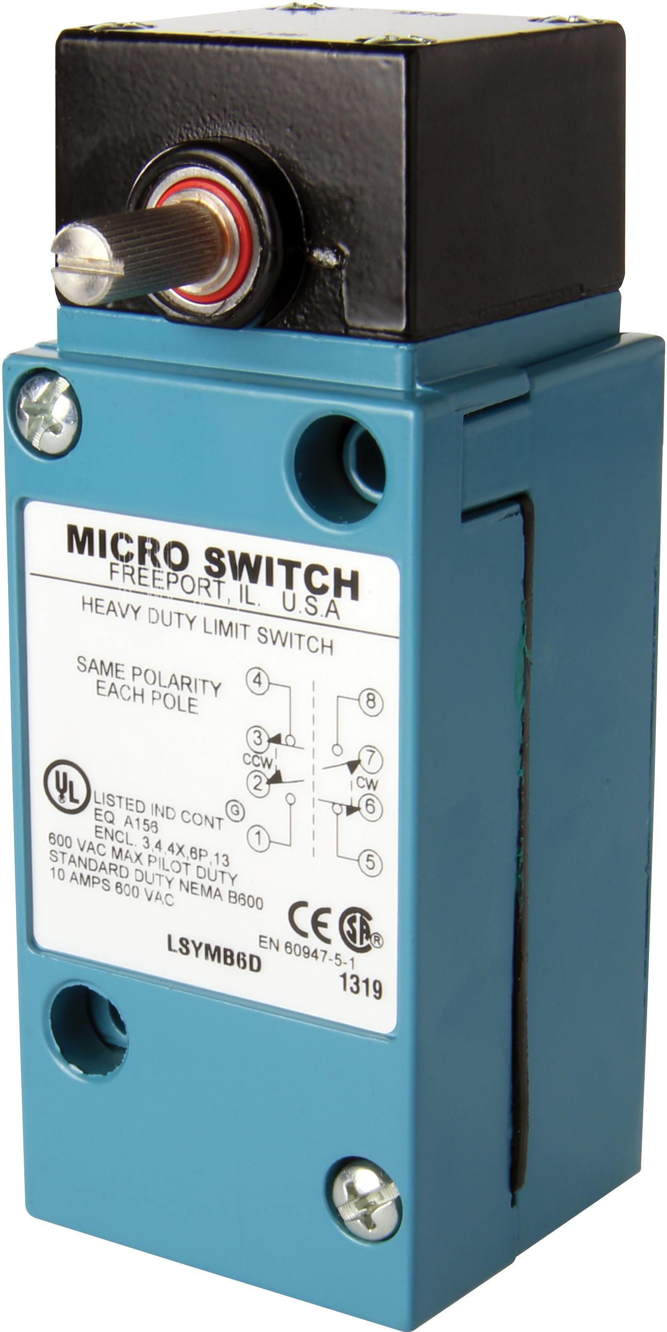 Honeywell-LSYMB6D Switch Limit Switch Limit N.O./N.C. DPDT Side Rotary Screw Mount 10A 24VDC Rotary Conduit