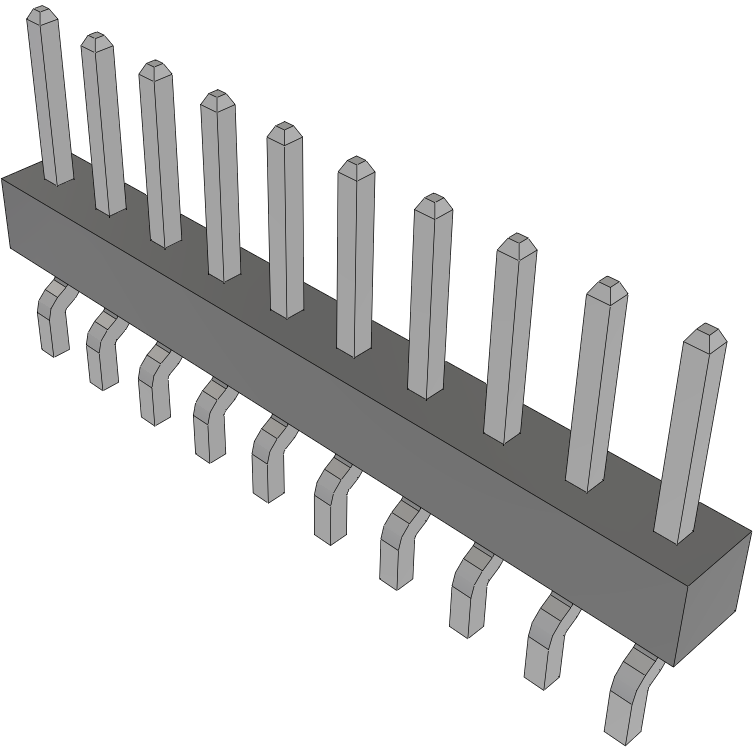 Samtec-MMT-110-02-TM-SH Embases de raccordement et réceptacles PCB Conn Unshrouded Header HDR 10 POS 2mm Solder RA Side Entry SMD Tube