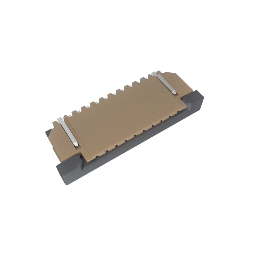 Amphenol Communications Solutions-SFW10R-2STE1LF Raccordement FCC-FPC 1.00mm Flex Connector, SFW-R series, 10 Position, Upper Side Contact, Side Entry Surface Mount ZIF Connector, Lead Free