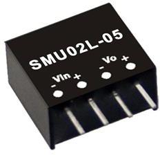 Mean Well Enterprises-SMU02L-05 Convertidor de CC a CC y módulo del regulador de conmutación Module DC-DC 5VIN 1-OUT 5V 0.4A 2W 4-Pin SIP Module