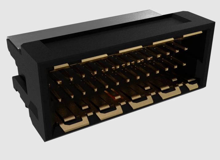 Amphenol Communications Solutions-10146153-2600RLF Connector Headers and PCB Receptacles Minitek® Microspeed 1.00mm, Board-to-Board Connector, Right Angle Header SMD 26P, Poka yoke.EMI Shielded High Speed BtB Connector supports data applications with up to 25Gb/s and superior EMC performance.