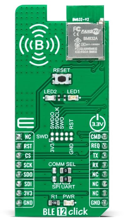 MikroElektronika-MIKROE-4874 Cartes et kits de développement RF/sans fil BM832A Bluetooth Click Board