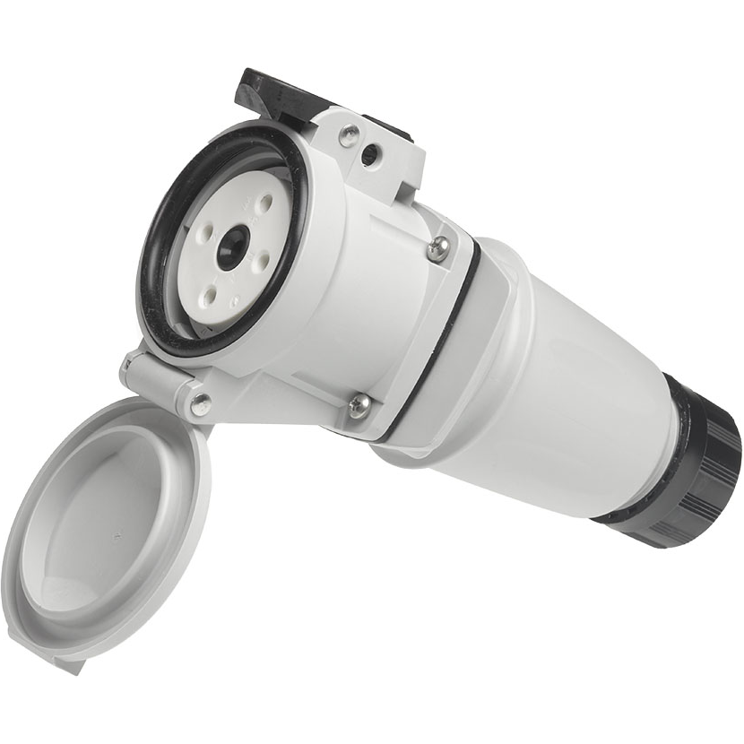 Molex-ARC30FHDD01 Potencia del conector Woodhead Receptacle with Handle, Switch-Rated, 30.0A, 277V AC, 1-Pole + Neutral + Ground, Insulator Keying Position 4, Three Grommets Included