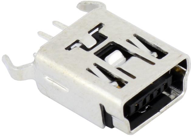 Tensility International-54-00025 Connector USB Conn Mini USB Type B RCP 5 POS 0.8mm Solder ST Thru-Hole 5 Terminal 1 Port