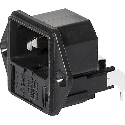 SCHURTER-4301.3211 Spannungsversorgungseingangsmodule Power Entry Module Unfiltered M 3 POS 250VAC 10A Fuse Straight/Right Angle 1 Port