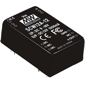 MEAN WELL-SCW12C-12 DC to DC Converter and Switching Regulator Module Module DC-DC 1-OUT 12V 1A 12W 9-Pin Tube
