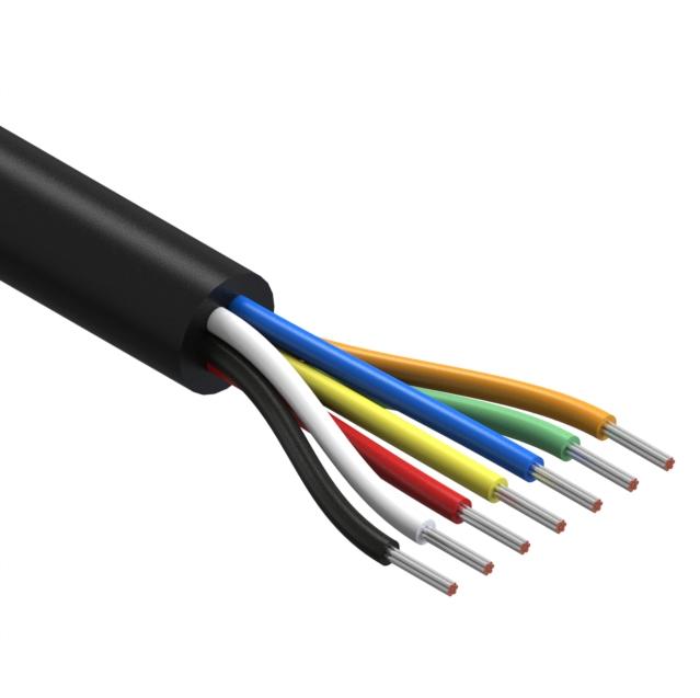 Tensility International-30-01298 Kabel, Mehrleiter Multi-Conductor Cable Polyvinyl Chloride 7Conductors 18AWG 7.6mm 300V Black Polyvinyl Chloride