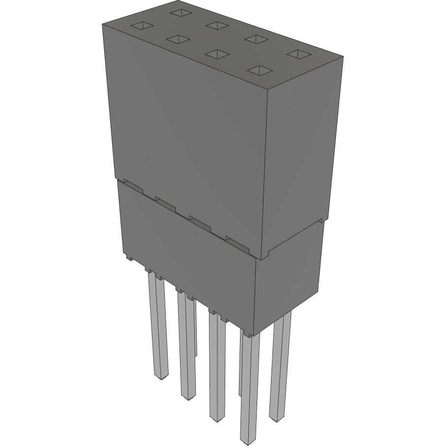 Samtec-ESQ-104-49-S-D Steckverbinderleisten und Leiterplattenbuchsen Conn Elevated Socket SKT 8 POS 2.54mm Solder ST Top Entry Thru-Hole Bulk