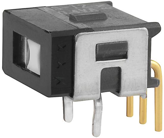 NKK Switches-AS12BH Interruttore a slitta Switch Slide ON None ON SPDT Flush Slide 0.1A 28VAC 28VDC 0.4VA 50000Cycles PC Pins Bracket Mount/Through Hole