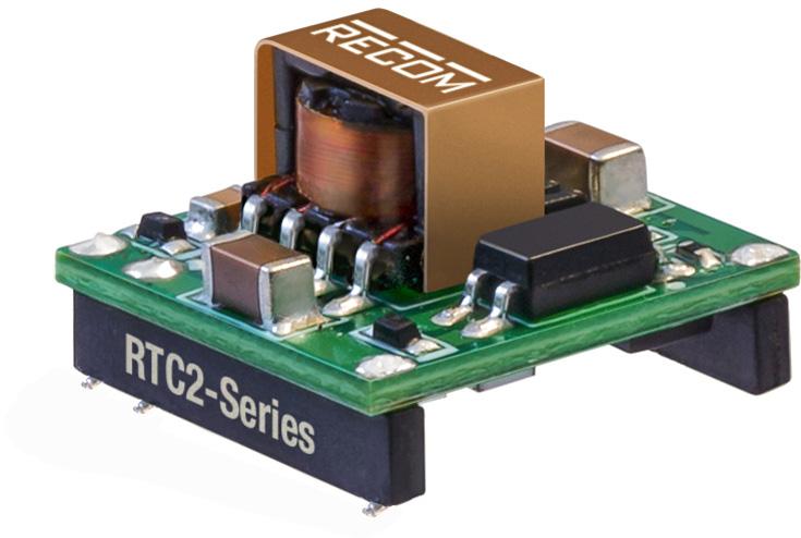 RECOM Power-RTC2-2405SRW-R 直流-直流转换器和开关式调节器模块 Module DC-DC 24VIN 1-OUT 5V 0.4A 2W 5-Pin SMD Module T/R