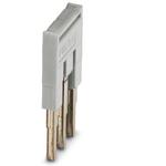 Plug-in bridge Number of positions 3 Color gray Product Features The 2- to 50-pos. jumpers can bridge up to 50 terminal blocks in the two bridge shafts of the CLIPLINE complete system in one step